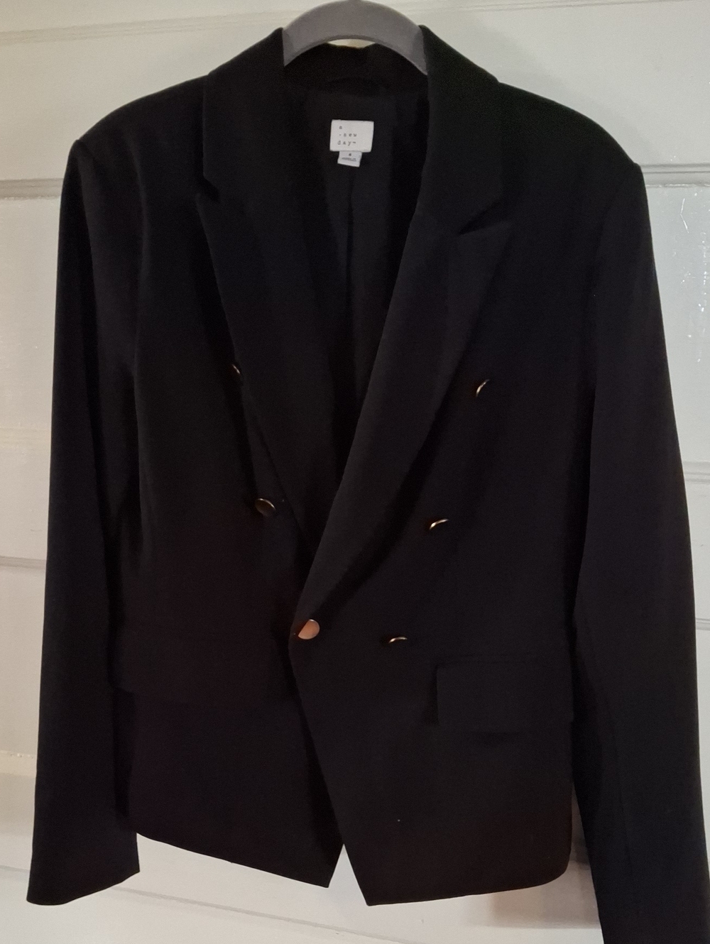 a new day Black Double-Breasted Blazer with Gold Buttons